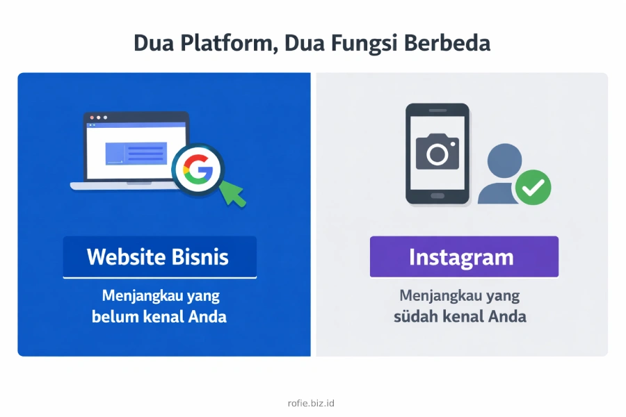 Perbandingan website bisnis dan Instagram untuk mendapat pelanggan baru bisnis lokal