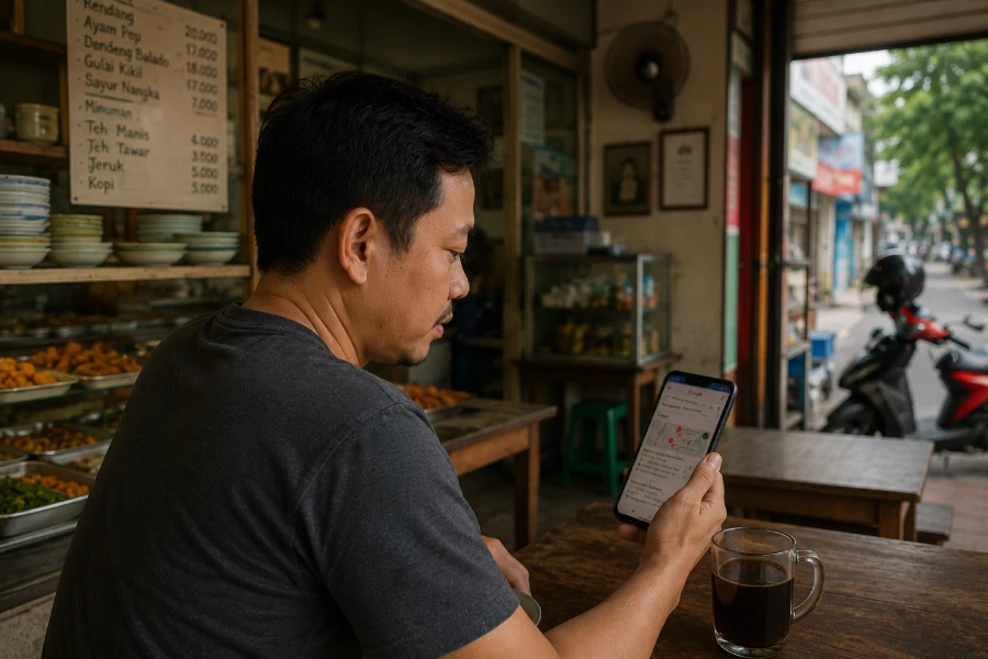Pemilik bisnis lokal menemukan ada customer baru yang mencari bisnisnya di Google