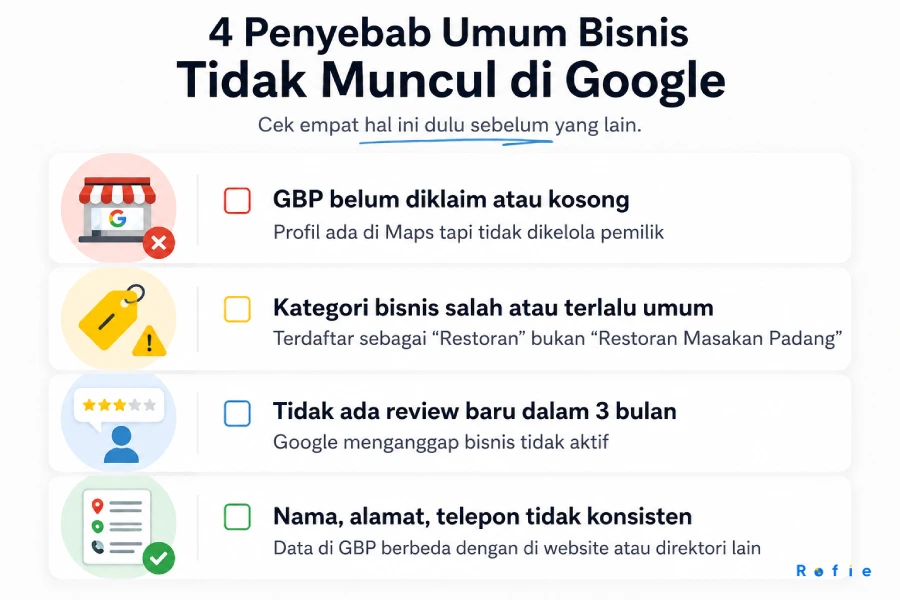 Empat penyebab utama bisnis lokal tidak muncul di posisi teratas Google Maps